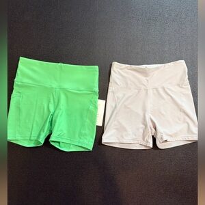 Athleta Green and Gray Bike Shorts New